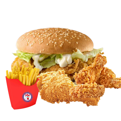 Fillet Burger 1 Pcs Chicken 3 Pcs Wings Fries Chicken City Ealing