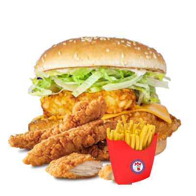 Mountain Burger 3 Pcs Strips Fries Chicken City Ealing
